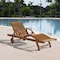 Alaterre Furniture Caspian Eucalyptus Wood Outdoor Lounge Chair with Arms and Adjustable Leg Rest ANCP03EBO - alternate 8